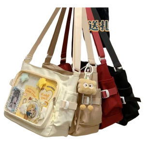 College Style Versatile Simple Large Capacity Messenger Bag Women Transparent Bajie Single Shoulder Bag Crossbody Baby Bag Pain Bag Handbag