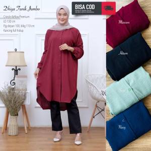 Long Tunik Crinkle Jumbo 4XL Atasan Wanita Polos Tunik Crincle Big Size Terbaru