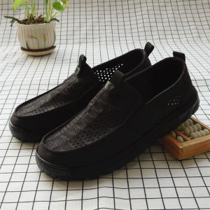 Fashionable Young Adults Summer Ice Silk Thin Cloth Punching Shoes Casual Teenagers Super Lightweight Beijing One Step Mens Net Shoes