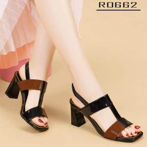Sandal cao gót phối 2 màu gót trụ cao 7 cm thương hiệu rosata Ro662