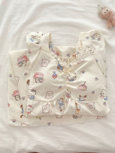 Hellokitty Cat Cloud Cotton Short Sleeve Sleep Dress Womens Summer Cute Cartoon with Chest Pad Sleepwear Skirt Home Clothes