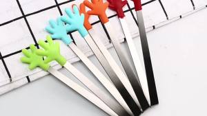 New Mini Silicone Food Clips Stainless Steel Handle Palm Stainless Steel Lovely Antiskid Snacks Tweezers Not Nirty HToolsAcc