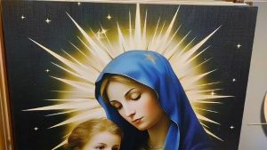 Himalaya Painting Jesus Design (70cmx100cm) Frameless or Aluminum Frame Sintraboard Decorative Wall