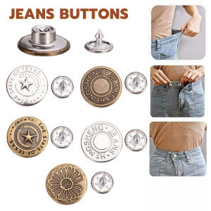 E.B.【Ready in Stock】 Jeans Buttons Adjustable Detachable Pants Snap Sewing-free Metal Buckle 10Pcs/pack