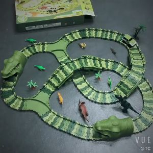 3D DIY Dinosaur Track Car Rail Toy Car Track Racing Train Toys For Kids Boy Educational Toy