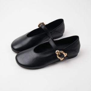 Fashionable Mary Jane Shoes round Toe Flat Heel Slip-On Womens Flats V-Notch Grandmother Shoes Pet Cat Style Spring 2025