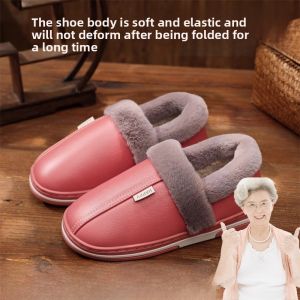 MONLEYTA | Anti-Slip Cotton Slippers For Elderly Men And Women Home Use Warmth Waterproof Full Cover Heel Rubber TPR Bottom Casual Style