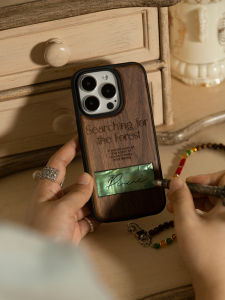 Puui Original Wooden Phone Case with Stand for 17/17pro 16promax 15promax Creative Personalized Protective Cover