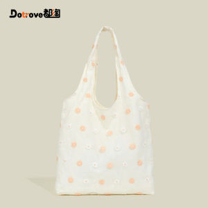  Style Embroidered Lace Floral Canvas Bag Womens Vest Bag Travel Commuting Soft Handle Tote Bag Floral Print Casual