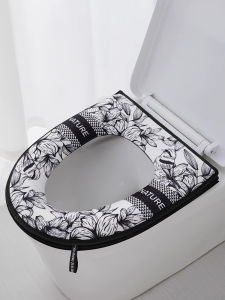 Thickened Toilet Seat Cover All-Season Household Toilet Mat Waterproof New 2025 Plush Material Adult Vintage Style Toilet Lid Cover
