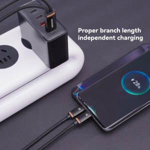 ESSAGER 100W Kabel Data 2 dalam 1 7A Pengisian Cepat USB-A ke Tipe-C+Lighting /Tipe-C+Tipe-C