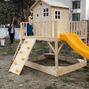 Large childrens wooden house kindergarten amusement equipment small tree house childrens play house tree house wooden play house climbing