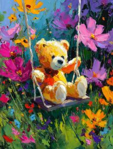 KAYOU | Bộ Tranh Vẽ Kỹ Thuật Số Gấu Bông Đu Đưa - Tranh Thủ Công Dành Cho Người Lớn Và Trẻ Em Quà Tặng Trang Trí Tường - Vẽ Tranh Theo Số