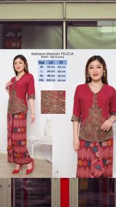 Atasan Kebaya Warna Merah Maroon Bordir Emas Lengan 3/4 Bahan Silk Korea Premium | Pakaian Wisuda Acara Pesta Kondangan Tunangan Akad Nikah Wanita Modern Elegan Mewah Kekinian