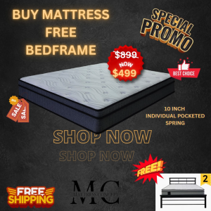 🔥 【SUPER DEAL QUEEN SIZE ONLY】10 inch Individual Pocketed Spring Mattress FREE Metal Bedframe Bed 2