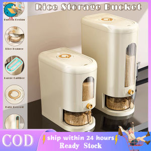 【Ready Stock】Press Rice Bucket Rice Household Insect Proof And Moisture-proof Rice Storage Rice Disp Dispenser and Storage Large Grain Container Storage with Lid Measuring Cylinder Moisture Proof Household Cereal Dispenser Bucket for Kitchen Soybean Corn