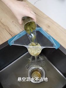 Kitchen Sink Drain Filter Holder Triangle Foldable Sink Strainer Drainer with Net Basket Penapis Sisa Makanan Sinki