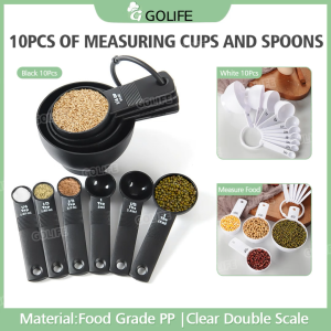 GOLIFE Measuring Cups & Spoons Set 10PCS Measuring Set Measuring Spoons Baking Utensil With Scale Baking Utensil