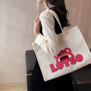 Túi gấu dâu Lotso túi xách gấu dâu túi canvas gấu dâu cute dễ thương thời trang phong cách Hàn Quốc - Happy Life 4U