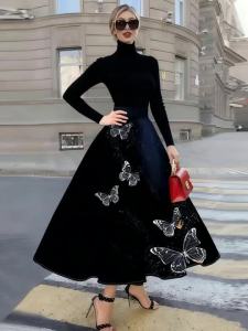 Printed Design Four season casual style butterfly embroidery pattern printed design half skirt