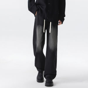 กางเกงยีนส์ทรงหลวมสำหรับผู้ชาย ทรงตรง ทรงหลวม ทรงหลวม กางเกงขายาวสีดำ สไตล์อเมริกัน ทรงหลวม ทรงหลวม ทรงหลวม