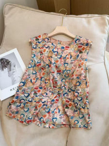 Shalldoer | Retro Chinese Style Round Neck Embroidered Sleeveless Shirt Womens Fashionable Summer Versatile Age-defying Top Casual Style