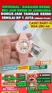 CASIO ORIGINAL - CASIO BABY-G BGA-280-4ADR - Women LA - Resin - Pink - Jam dunia JD19