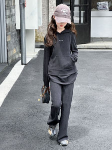 MPW | ชุดฮู้ดเด็กผู้หญิง ชุดสองชิ้น ฤดูใบไม้ผลิและฤดูใบไม้ร่วง แฟชั่นเด็ก ลำลอง ระบายอากาศได้ดี ปกติ