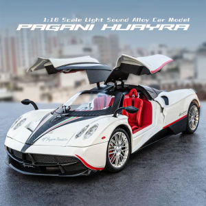 โมเดลรถโลหะผสม Pagani Huayraขนาด1:18ของเล่นรถ Diecast เบาและเสียงประกอบสำหรับเป็นของขวัญวันเกิดคอลเลกชันรถ Kids Toys