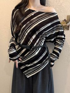 AIYITI | Off-shoulder Striped Long-sleeve New Fall Top