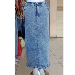 ROK JEANS PREMIUM WANITA KARET Denim Melar Cewek Panjang