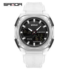 SANDA Waterproof Dual Display Men Wristwatches Quartz Sport Luminous Military Watch Man Luxury Digital Watches Relogio Masculino