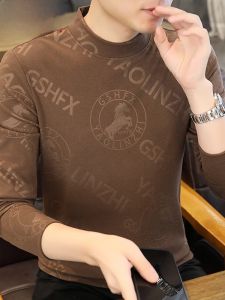 HENGYUANXIANG | Hengyuanxiang Mens Long Sleeve Thermal Shirt Fashionable Print Slim Fit Comfortable Base Layer T-Shirt Polyester Spandex Blend