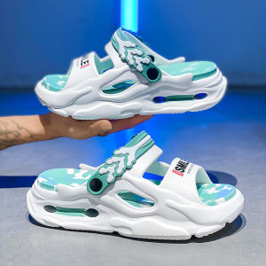 รองเท้าแตะส้นหนาสำหรับขับรถกลางแจ้งกันลื่นทนทานต่อการสึกหรอสำหรับผู้ชายในช่วงฤดูร้อน รองเท้าแตะชายหาดแบบสวมสบายที่ระบายอากาศได้ดี