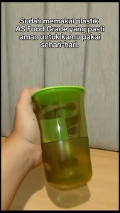 ASVITA Gelas Minum + Tutup Christy Segi Tinggi 425 ML - 3 PCS Botol Minuman Food Grade GST 425