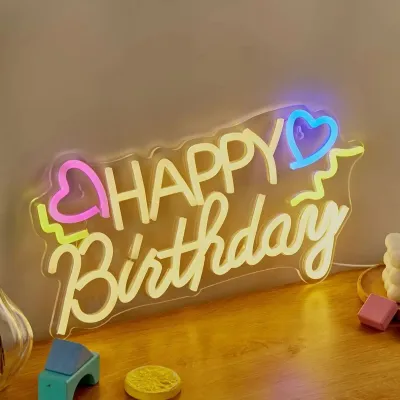 Chi-buy LED Neon Happy Birthday USB Powered Neon Signs Decor Lamp Signs Birthday Gift Wall Art For Bedroom Room Bar Shop