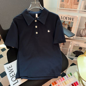 plus Size Womens Summer Loose Dopaamine Polo Shirt Short Sleeve T-Shirt Unique Stylish Top Korean Style Commute Fashion