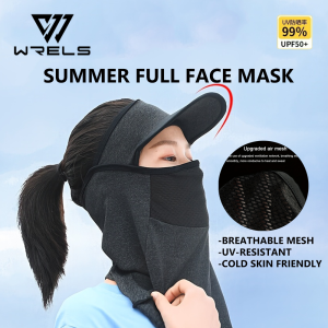 WRELS | Summer Full Face Mask Breathable Anti-UV Neck Flap Wide Brim Cycling Bandana Outdoor Sport Fishing Hiking Sunscreen Ice Silk Cap
