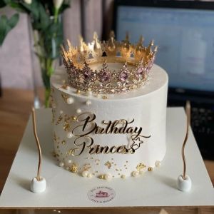 Gold Queen Princess Cake Topper Happy Birthday Party Decor for Girls Baby Shower Mitzvah Celebration Wedding Cake Decoration