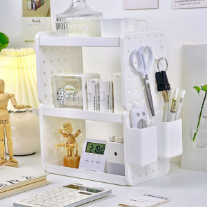 【D223】Rak Penyimpanan Berlapis Pelbagai Multifunctional Desk Organizer Bathroom Kitchen Office Stationery Organizer White bekas  berus