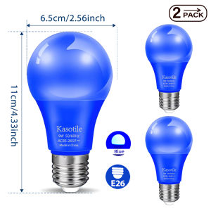Kasotile LED Blue Bulb E26 9W Energy Bright Light Bulb for Home Party Wedding Stage Decoration 2Pack
