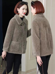 Womens Short Woolen Jacket 2024 Autumn Winter New Particle Fleece Lamb Fur Integrated Skin Leather Coat Korean Style Commute