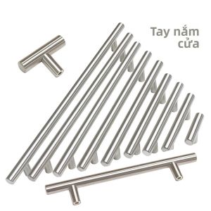 Tay Nắm Cửa Tủ Quần Áo Bằng Thép Không Gỉ Màu Đen/bạc Kiểu Chữ T Tay Kéo Ngăn Kéo Dài Kiểu Dáng Châu Âu Tay Nắm Tủ Bếp Phụ Kiện Nội Thất