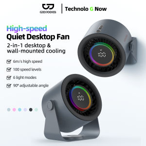 GOOJODOQ GFS008 2 in 1 Wall-mounted Desktop High Speed ​​Fan 100 Speeds LED Digital Display Turbo Fan RGB Table Fan Electric Mini Fan for Bedroom Kitchen Offices