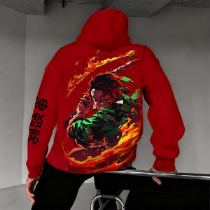 Bandai | Demon Slayer Anime Autumn/Winter Mens New Kamado Tanjirou Double-sided Printed Loose Casual Harajuku Parent-child Sweater Top