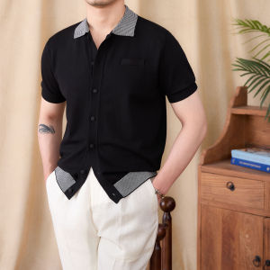 Summer Retro Style Striped Short Sleeve Knitted Shirt Polo