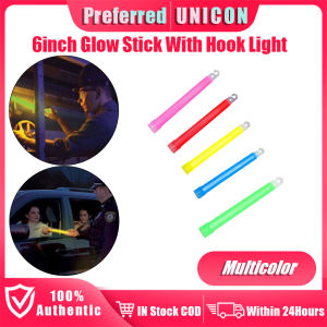 6inch Glow in Dark Sticks with Hook Fluorescent Ambient Lights Stick for Party Concerts Nighttime Birthday Parties Toy
