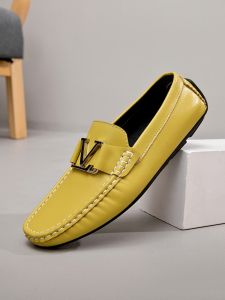 New Mens Genuine Leather Driving Comfortable Casual Slip-On Loafers Soft Bottom Soft Surface Napa Texture round Toe Rubber Sole