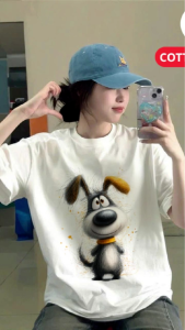 Áo thun nữ local brand Gucaa Việt Nam in hình chú chó mũi đen dễ thương