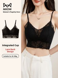 Miiow | Black Lace Bralette Womens Summer Thin Backless Strapless Tube Top With Chest Pad Camisole Underwear MiiOW Cat Person